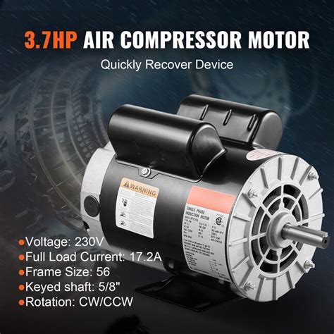 VEVOR 3450-RPM Air Compressor Motor 999-cc 3.7-HP Replacement Engine ...