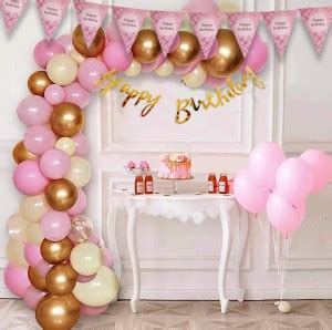 HBD Happy Birthday Decorations kit - Pink white and Gold theme for ...