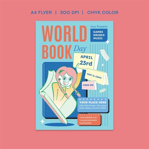 World book day flyer | Premium Vector