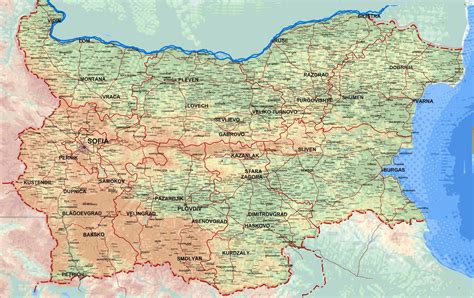 Large detailed elevation map of Bulgaria with all roads and cities | Vidiani.com | Maps of all ...