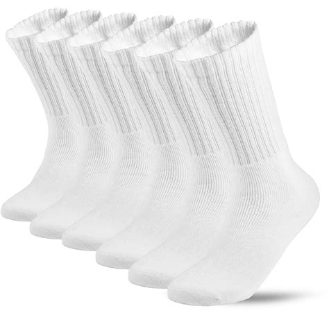 NevEND Men's Moisture Wicking Cotton Crew Socks, Athletic Cushion ...