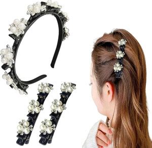 Lykaa Bangs Hairstyle Hairpin Headband With Pearl Flower Alligator ...
