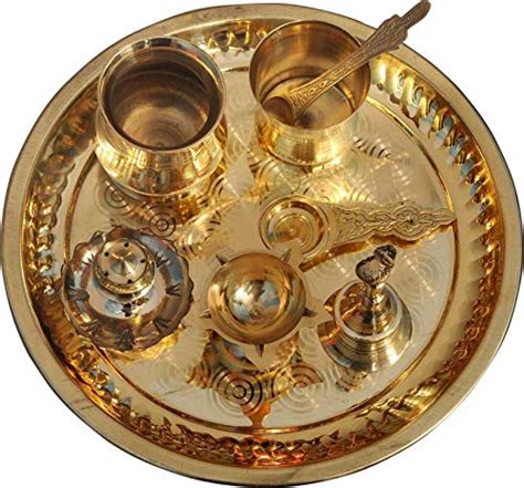 Spillbox Traditional Handcrafted Brass Pooja Thali/Aarti Bartan Plate ...