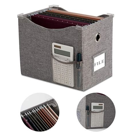 Buy Linen File Boxes with Metal Sliding Rail For Letter Size [1pack ...