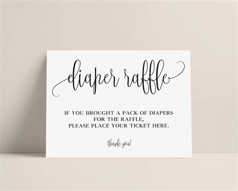 Diaper Raffle Sign Printable, Cute Diaper Raffle Sign for Baby Shower ...