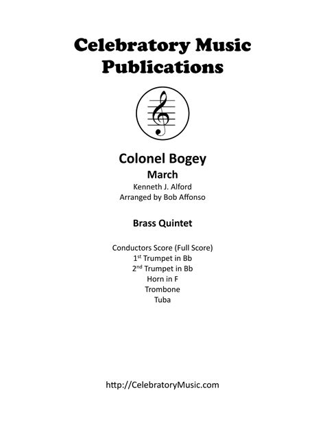 Colonel Bogey March (arr. Bob Affonso) by Kenneth J. Alford Sheet Music ...