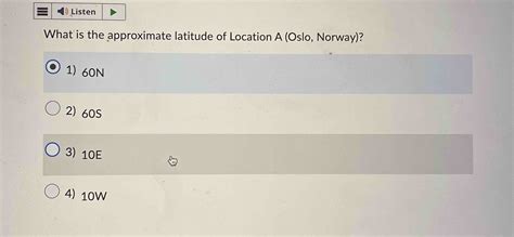 Solved What is the approximate latitude of Location A (Oslo, | Chegg.com
