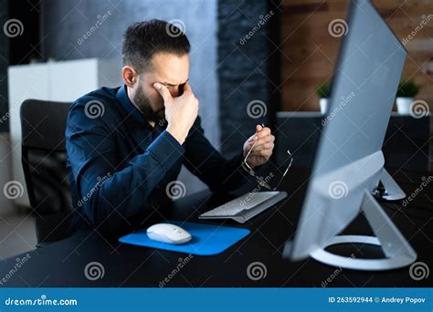 Tired Exhausted Eye Pain stock photo. Image of retina - 263592944