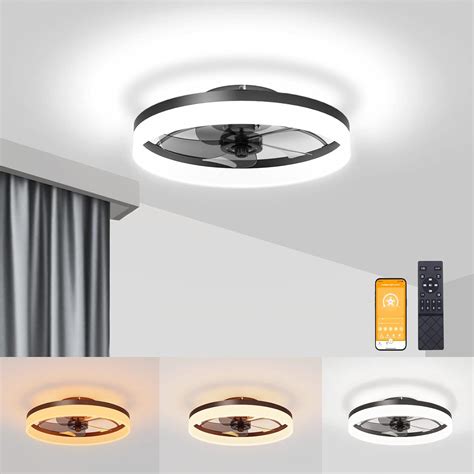 Amazon.com: VOLISUN Low Profile Ceiling Fans with Lights and Remote ...
