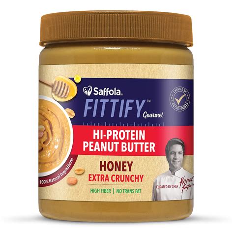 Saffola Fittify Gourmet Healthy Extra Crunchy Honey Peanut Butter, 1 kg ...