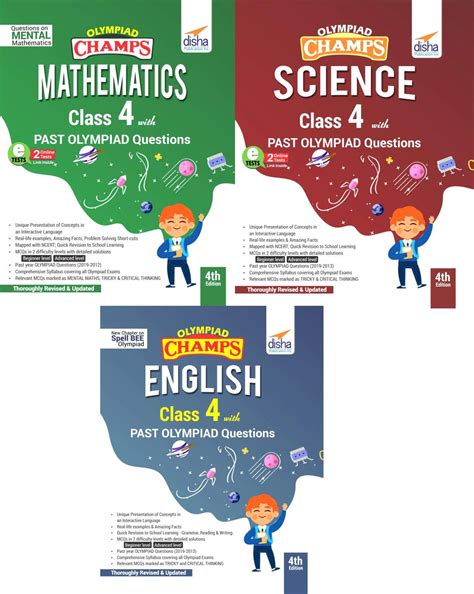 Olympiad Champs Science, Mathematics, English Class 4 with Past ...