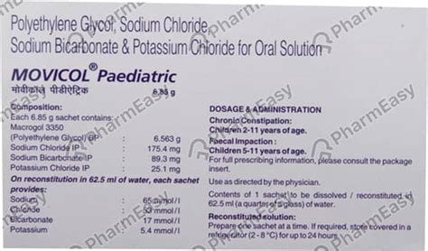 Movicol Paediatric Sachet Of 6.85gm Powder: Uses, Side Effects, Price ...