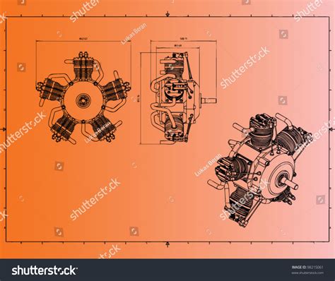 Image result for Radial Engine Exploded View Drawing