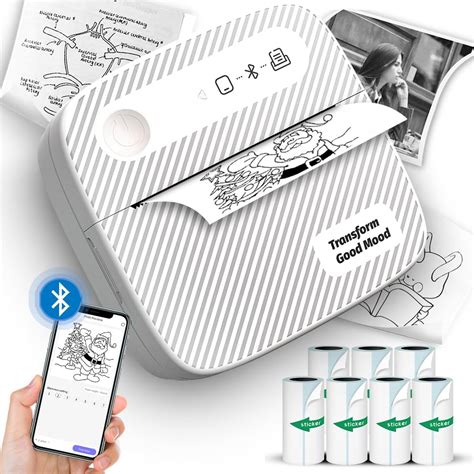 Buy Mini Printer with 7 Rolls Sticker Paper, Portable Sticker Printer ...