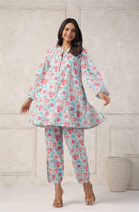 White-Pink Floral Printed Co-ord Set – Ganga Grace