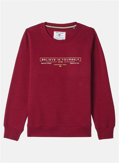 Buy Boys Maroon Printed Sweatshirt Online in India - Monte Carlo