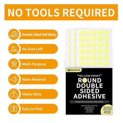 Buy Focusound 300 Pack Yellow Point Double-Sided Adhesive Dots for ...