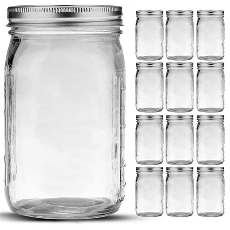 Bedoo Mason Jars 32 oz, 12 Pack Quart Mason Jars With Wide Mouth Lids ...