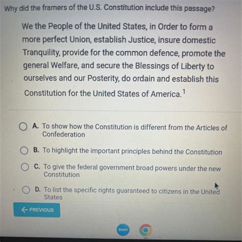 Why did the framers of the U.S. Constitution include this passage? We ...