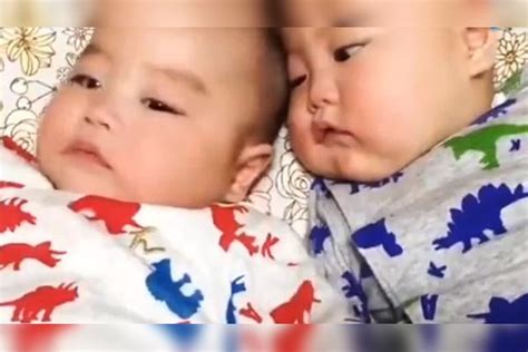 双胞胎兄弟刚出生，哥哥紧抱着弟弟熟睡，弟弟的反应太可爱萌翻了