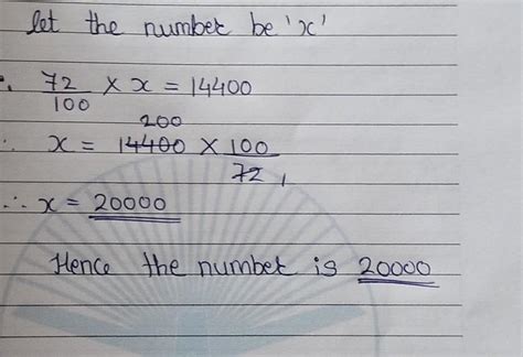72% of a number is 14400 then find the number - Brainly.in