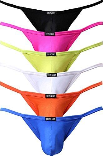 Buy iKingsky Men's Pouch Thong Underwear Sexy Low Rise Bulge Underwear ...