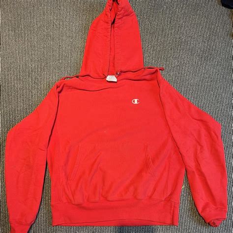 Champion Men's Red Hoodie | Depop