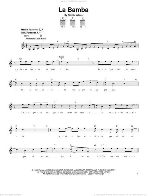 La Bamba Guitar Chords - Sheet and Chords Collection