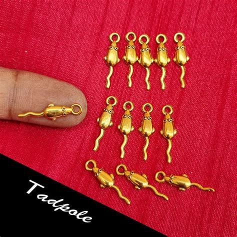 100 Pcs. Pack, Small Charms, Pendants, Tadpole in Size about 6x20mm ...
