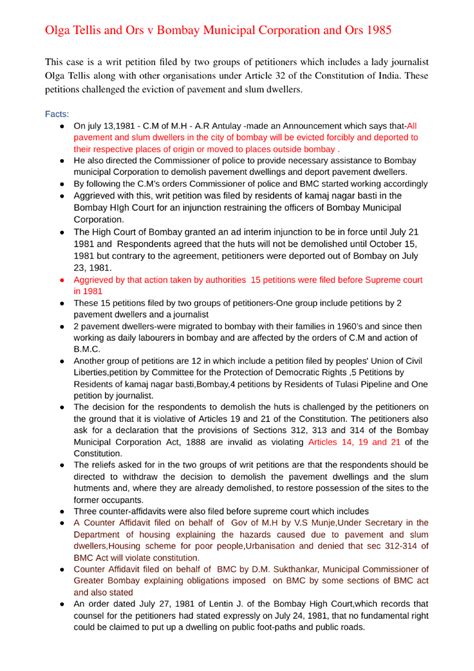 Olgatellis case comment - Exploring Interconnections: Indian and Irish ...