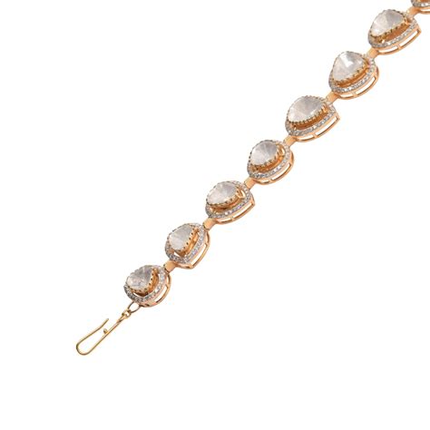 Ivory Solid Polki Diamond Bracelet | 14k Gold Classic Charm – Polki ...