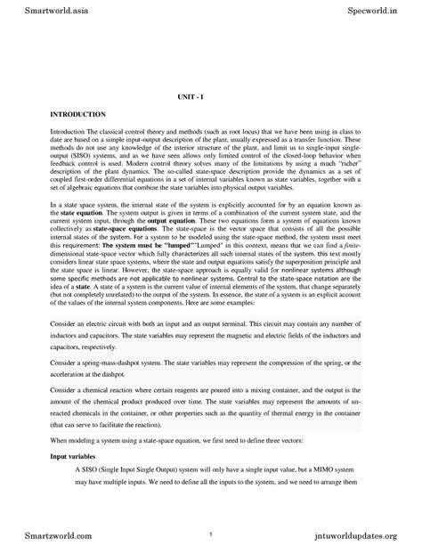 Advanced-Control-Systems Notes - UNIT - I INTRODUCTION Introduction The ...