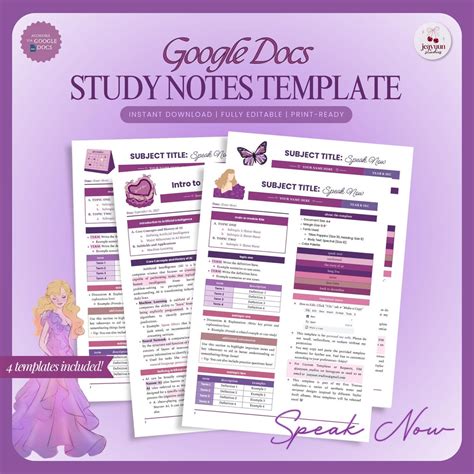 Printable Study Notes & Reviewer Template (purple) | Editable Google ...