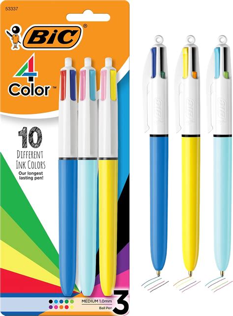 BIC 4 Colour Retractable Ballpoint Pen with 1.0 mm Medium Point and ...