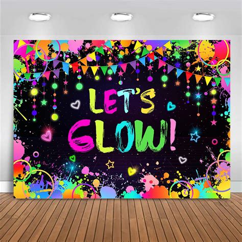 Amazon.com : Mocsicka Neon Let’s Glow Party Decorations Glow in The ...