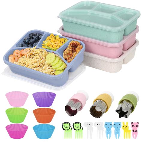 Buy Toyosport 21 Pcs Bento Lunch Box Set, 4-Compartment Lunch ...