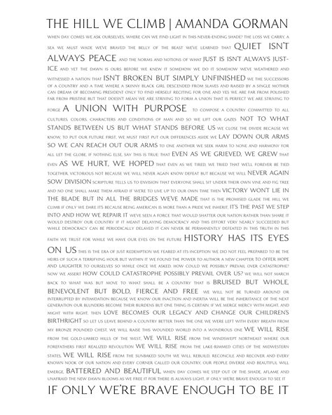 Amanda Gorman The Hill We Climb Full Text Poem Print | Etsy