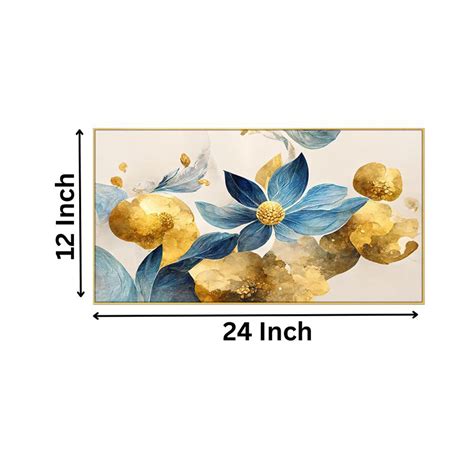 Blue and Gold Floral Elegance Wall Painting – Nestroots