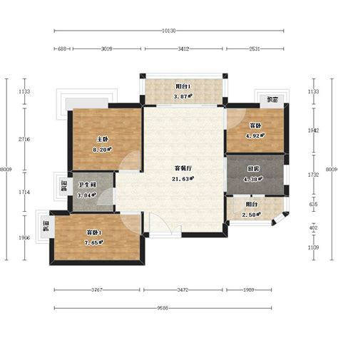 3室2厅2卫1厨84.0㎡户型图户型图-三维家户型库