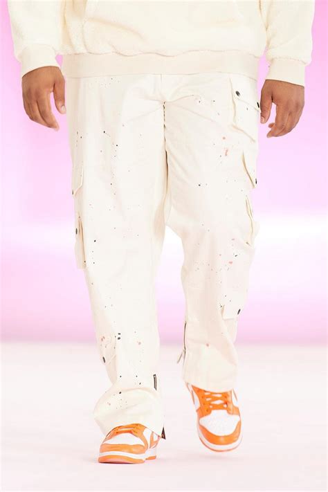 Plus Relaxed Fit Paint Splatter Cargo Trouser | boohoo
