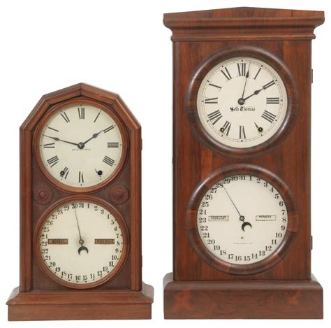 Lot - Two Seth Thomas Double Dial Calendar Clocks