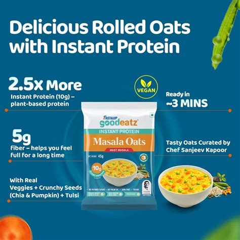 Buy FAST&UP GOODEATZ INSTANT PROTEIN MASALA OATS MAST MASALA PACK OF 6 ...