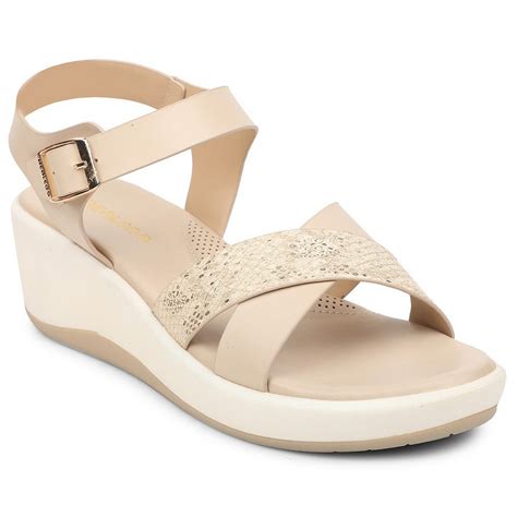Buy Healers Beige Casual Wedge Heeled Sandal For Women SSAL-7 By Liberty