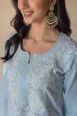 Nazma Cotton Blue Hand Embroidered Chikankari Kurta