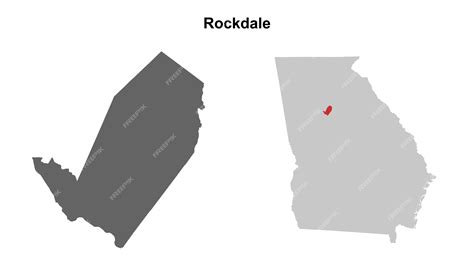 Premium Vector | Rockdale County Georgia blank outline map set