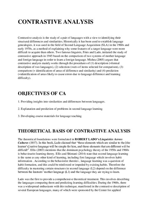Image result for Contrastive Analysis Example