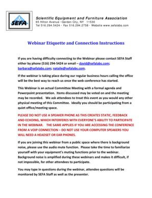 Fillable Online Webinar Etiquette Form - Scientific Equipment and ...