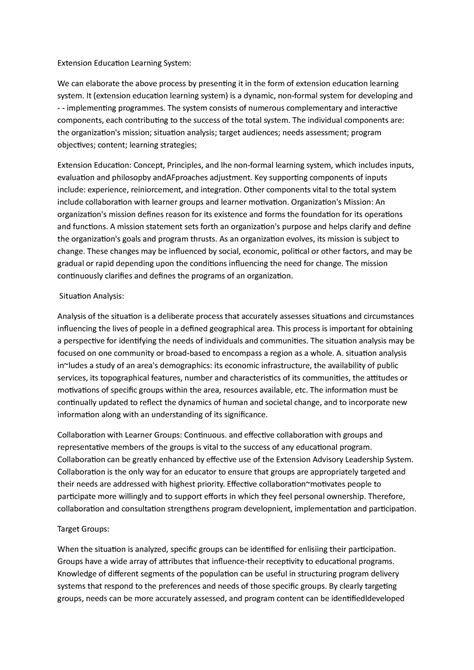 Scope of Extension Education - Extension Education Learning System: We ...