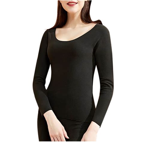 UAMVSH Long Sleeve Thermal Undershirt for Women Scoop Neck Undershirts ...