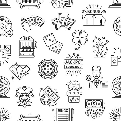 Casino line seamless pattern with poker and roulette gambling game ...